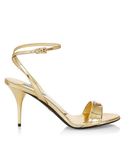 Prada Logo Metallic Leather Ankle.